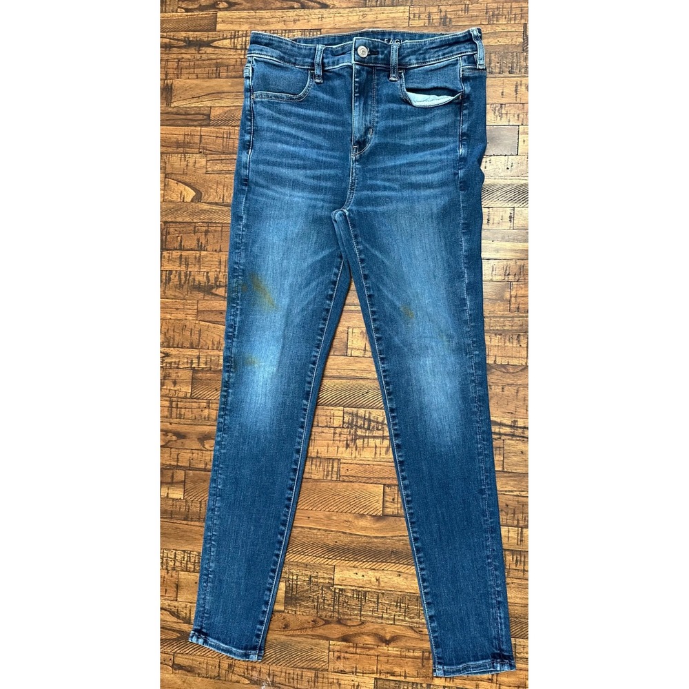 American Eagle Hi-Rise Jegging‎ Sz 8 Regular Next Level Stretch Blue Stain Jeans